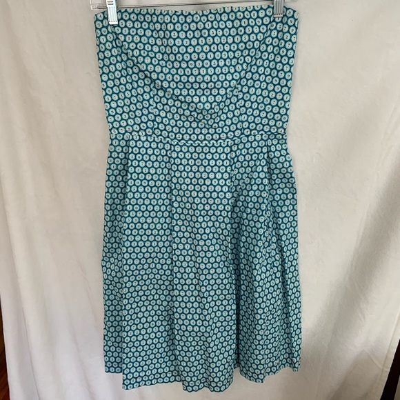 Retro strapless dress, teal number print, size S - Picture 7 of 7